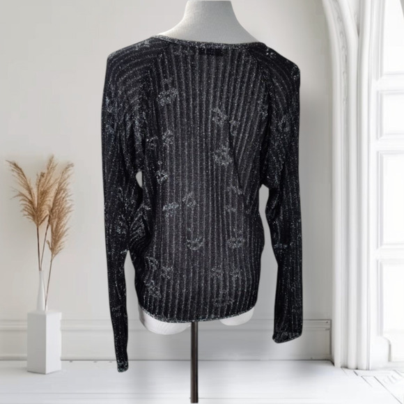 Vintage 80s Missoni Italy Metallic Face Print Lurex Knit Sweater M Art to Wear - Picture 4 of 13